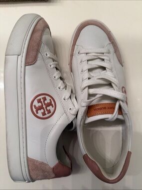 Tory Burch White Sneakers with Blush Accents